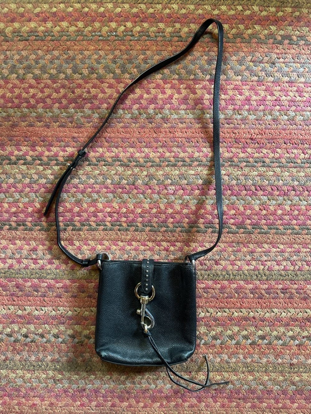 REBECCA MINKOFF MINI MEGAN STUDDED LEATHER BLACK CROSSBODY